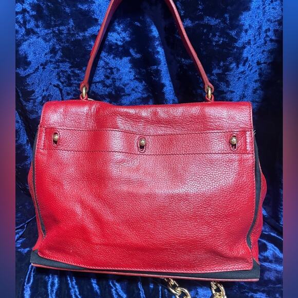 YSL Yves Saint Laurent tote or Shoulder Bag Red Leather Trim with COA - Picture 3 of 7